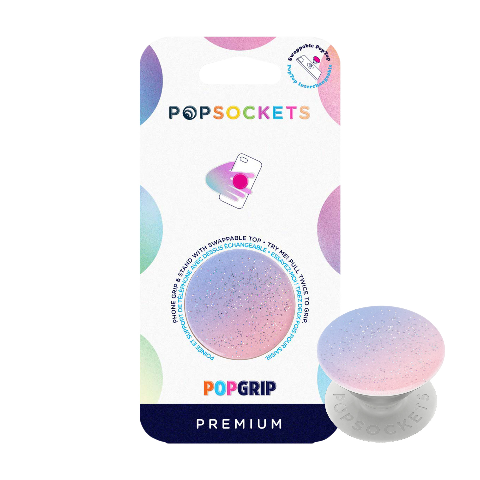 Picture of PopSockets Phone and Tablet Swappable PopGrip - Glitter Morning Haze