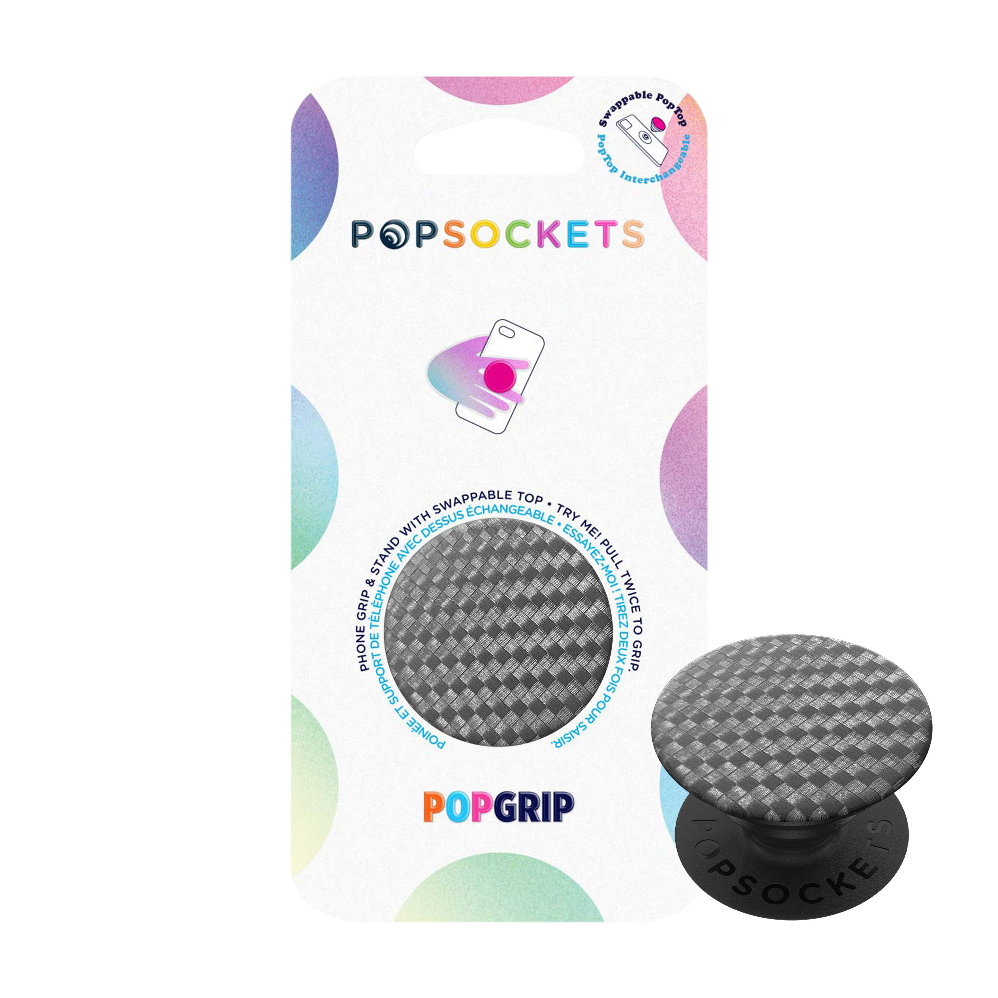 Picture of PopSockets Phone and Tablet Swappable PopGrip - Carbonite Weave