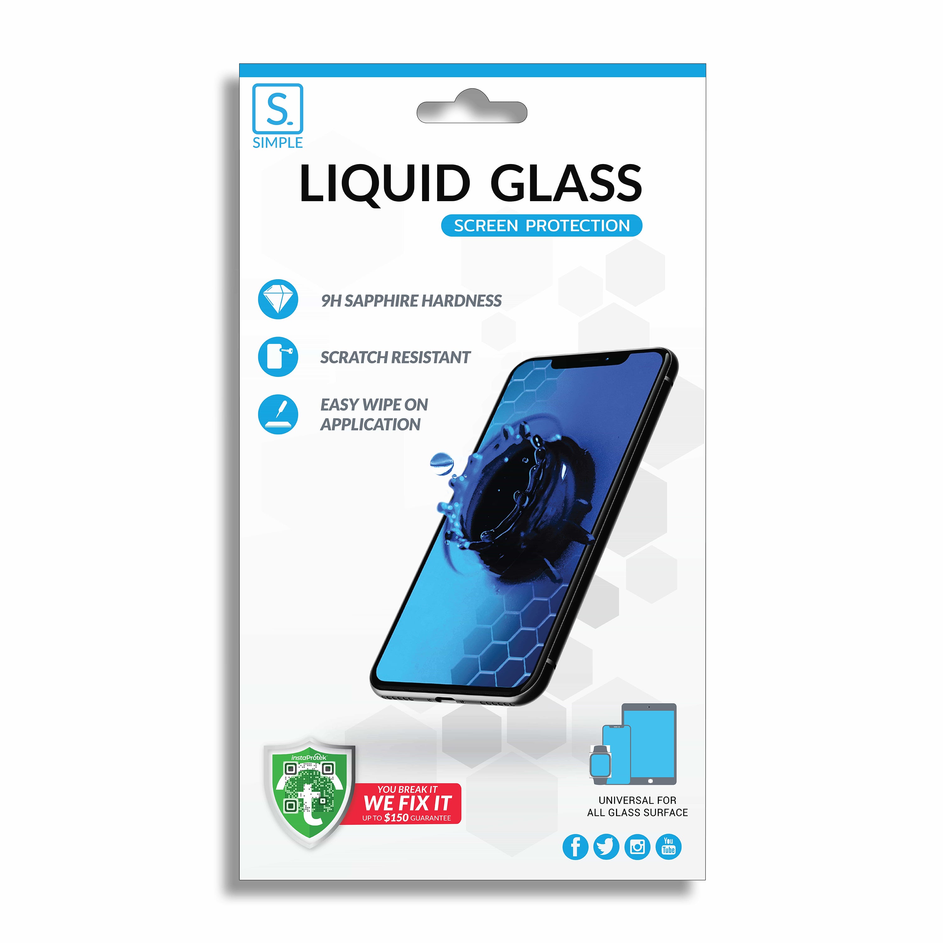 Picture of Simple Universal Liquid Glass Screen Protector $150 Instaprotek Guarantee - Clear