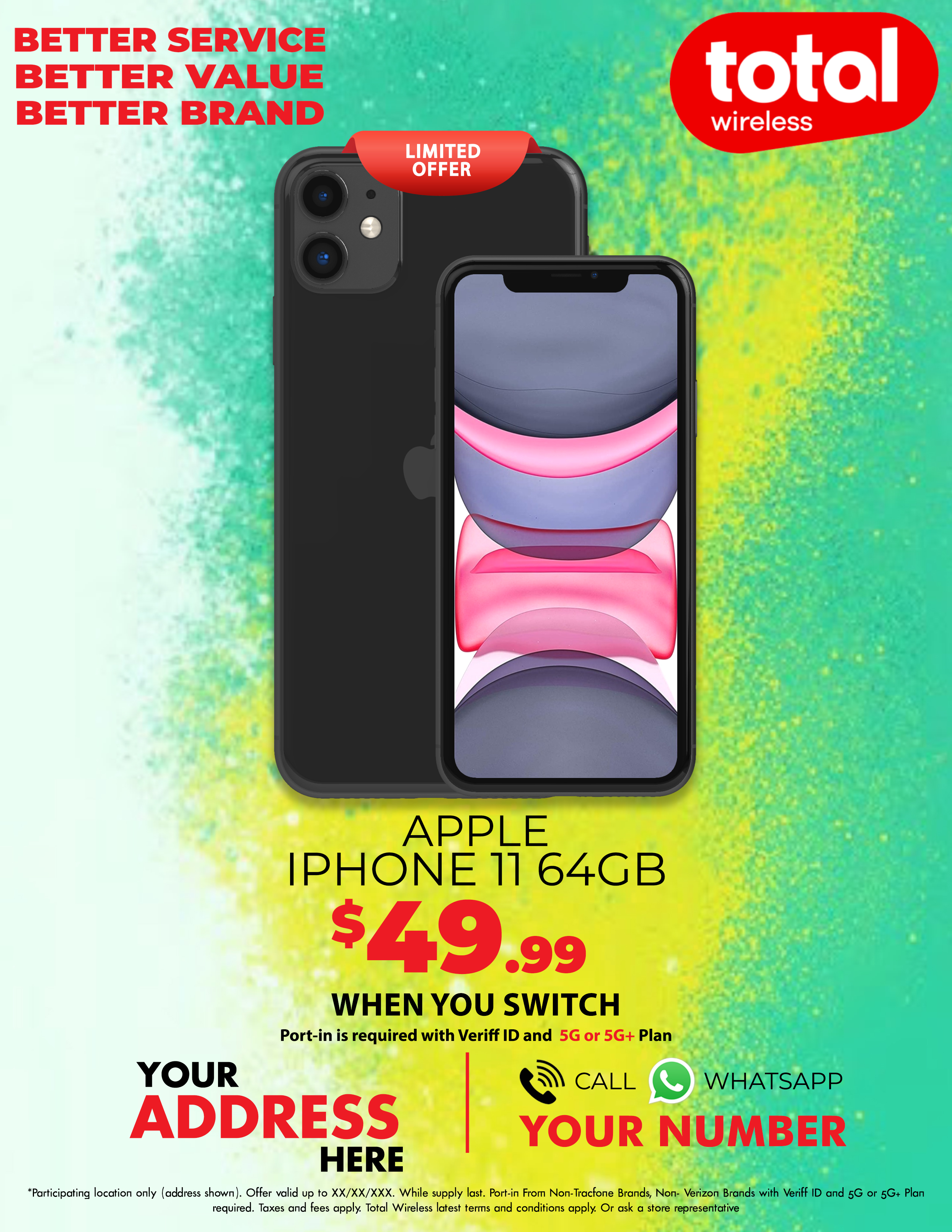 Picture of MyTotalBrand’s New Total Wireless Theme Flyer for Apple iPhone 11!