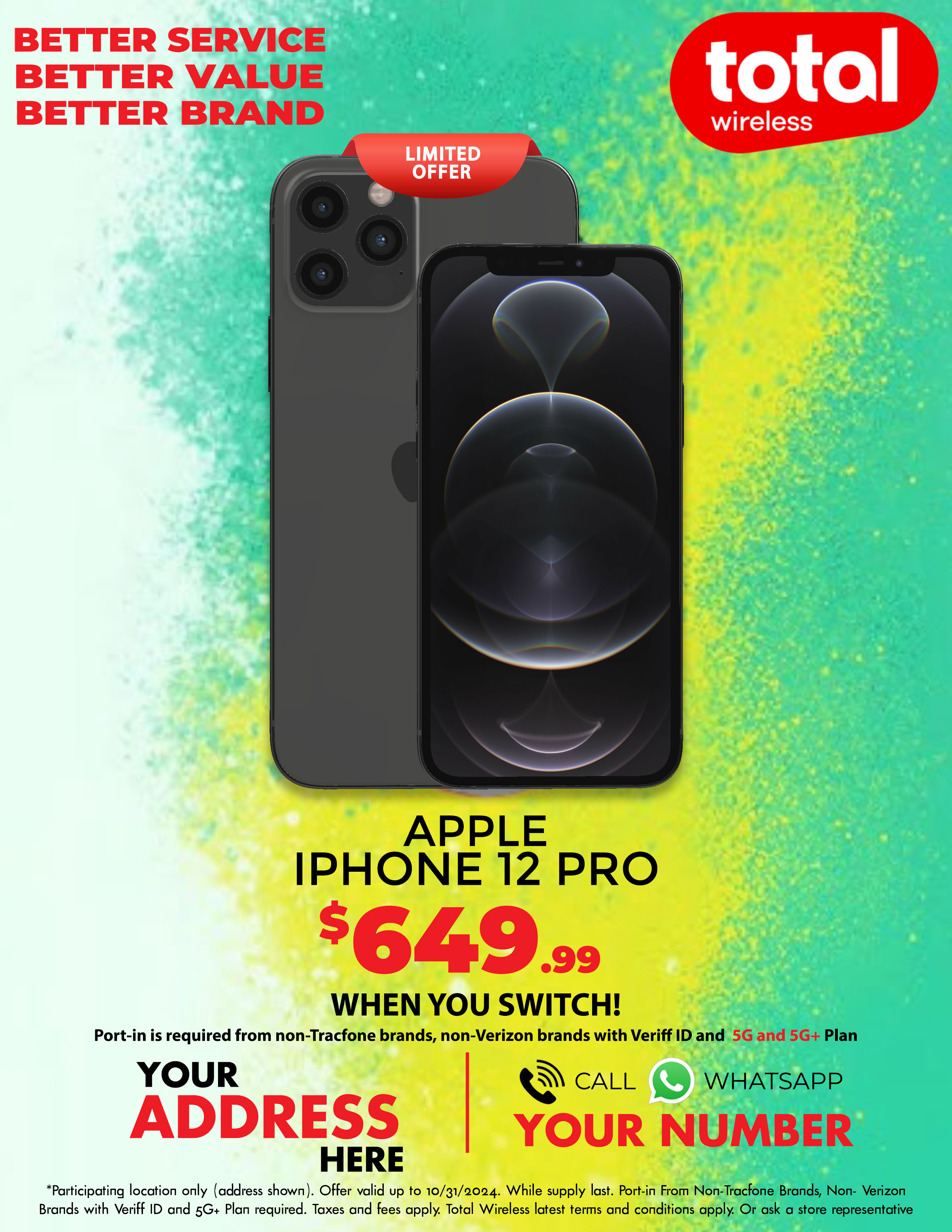 Picture of MyTotalBrand’s New Total Wireless Theme Flyer for Apple iPhone 12 Pro!