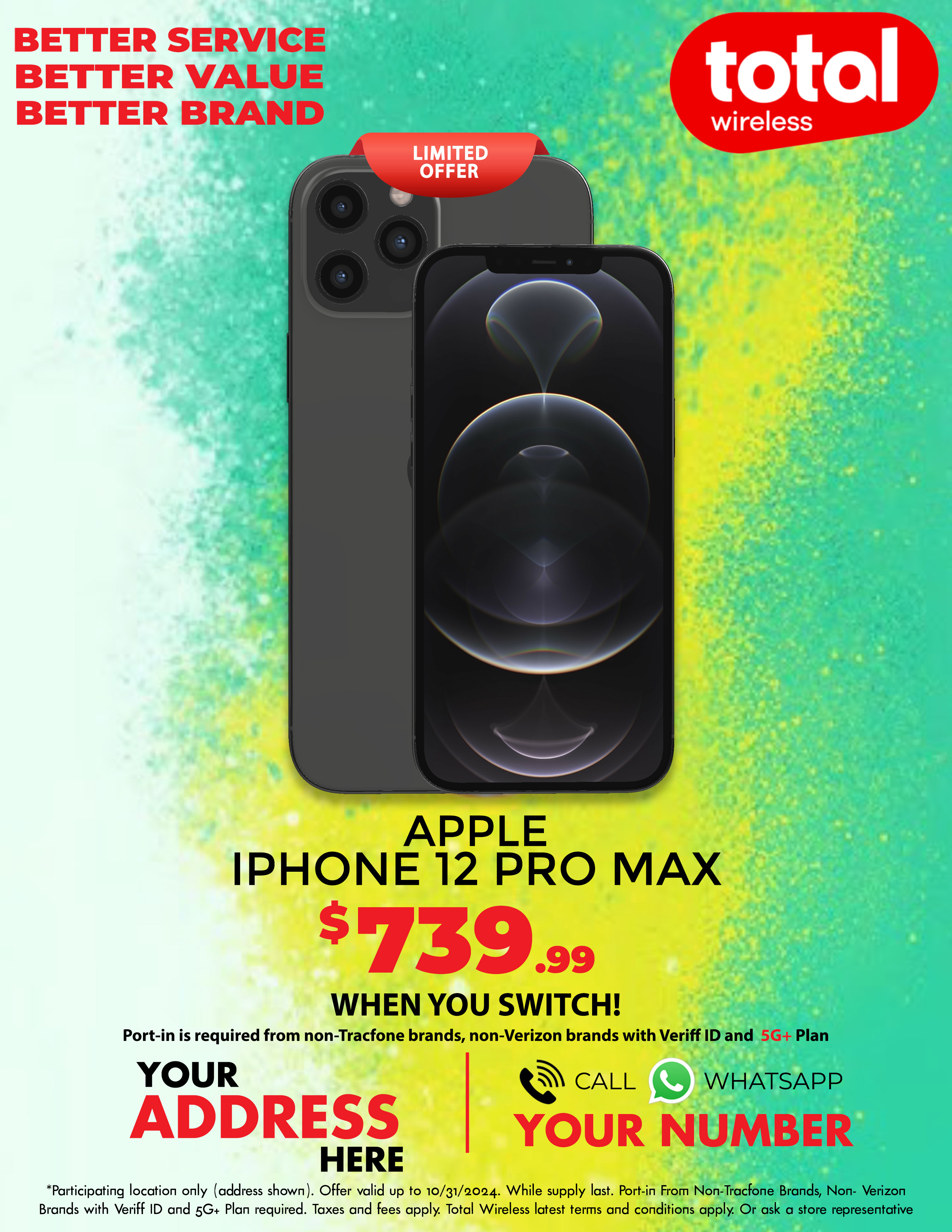 Picture of MyTotalBrand’s New Total Wireless Theme Flyer for Apple iPhone 12 Pro Max!