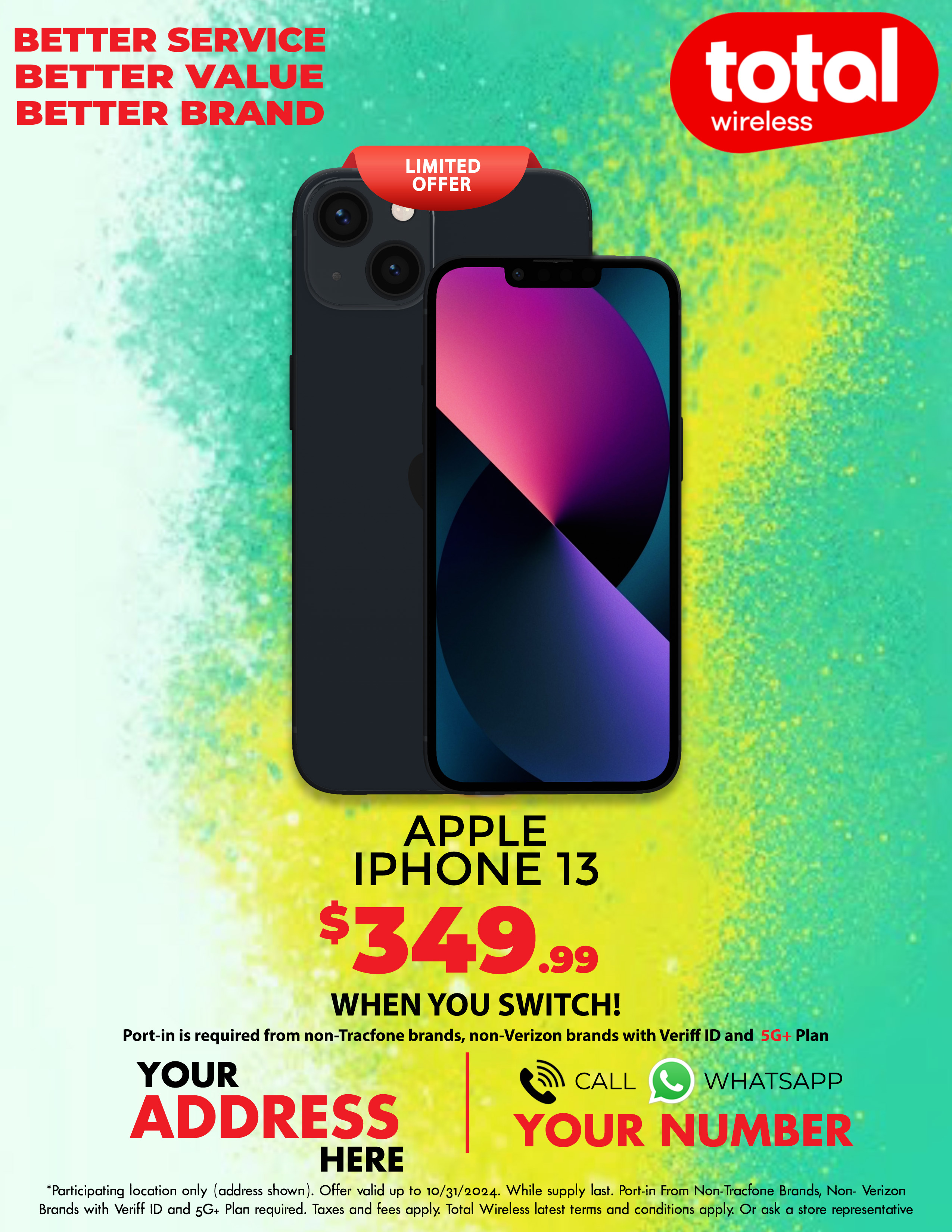 Picture of MyTotalBrand’s New Total Wireless Theme Flyer for Apple iPhone 13!