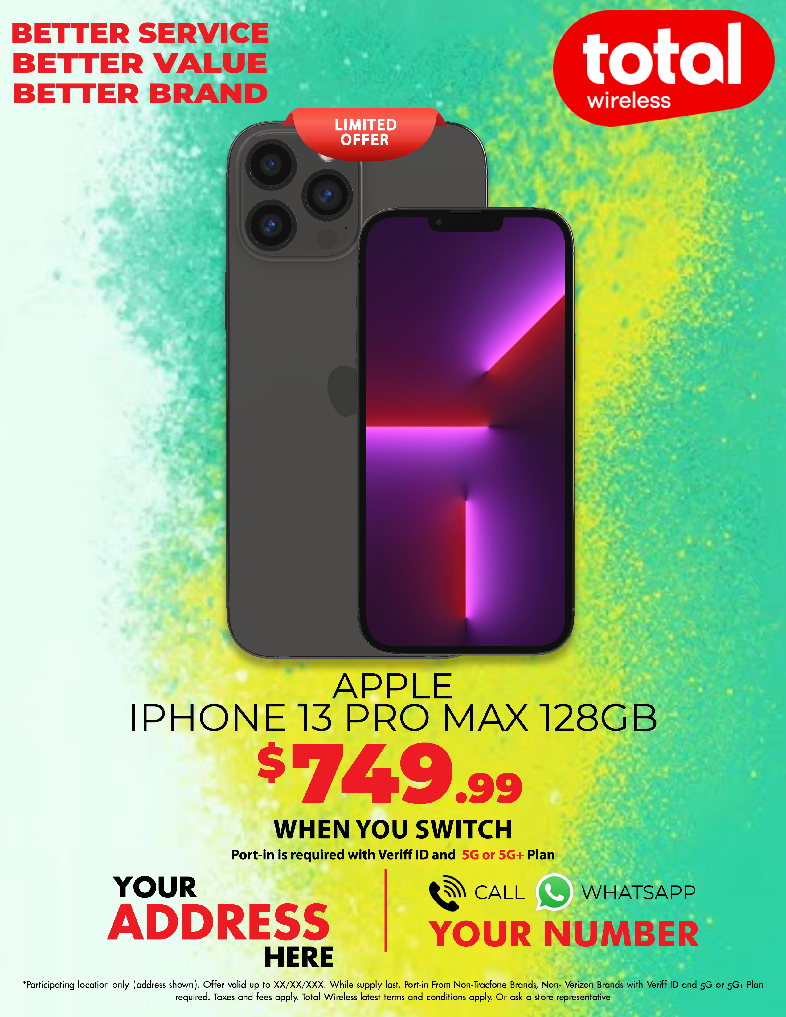 Picture of MyTotalBrand’s New Total Wireless Theme Flyer for Apple iPhone 13 Pro Max!