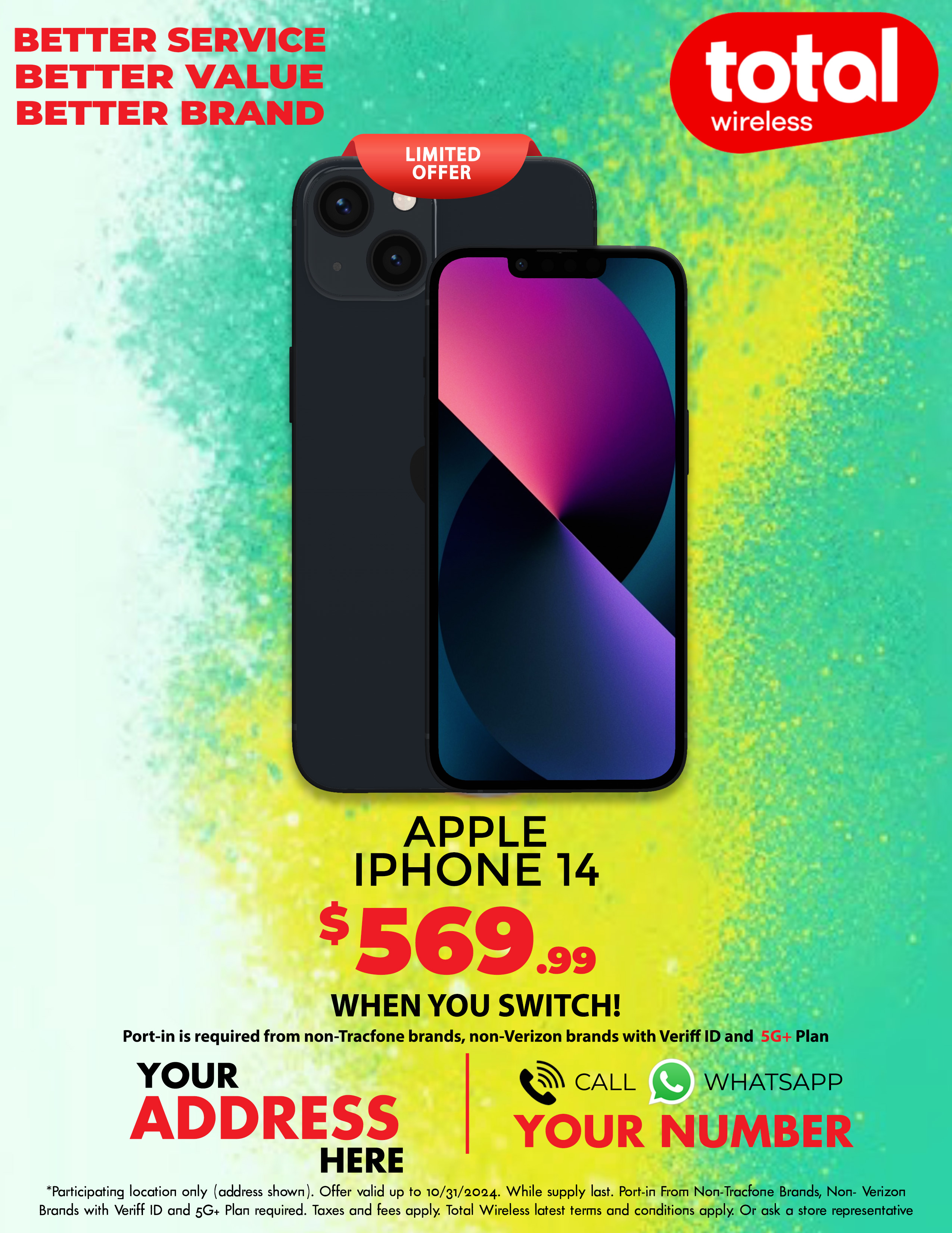 Picture of MyTotalBrand’s New Total Wireless Theme Flyer for Apple iPhone 14!