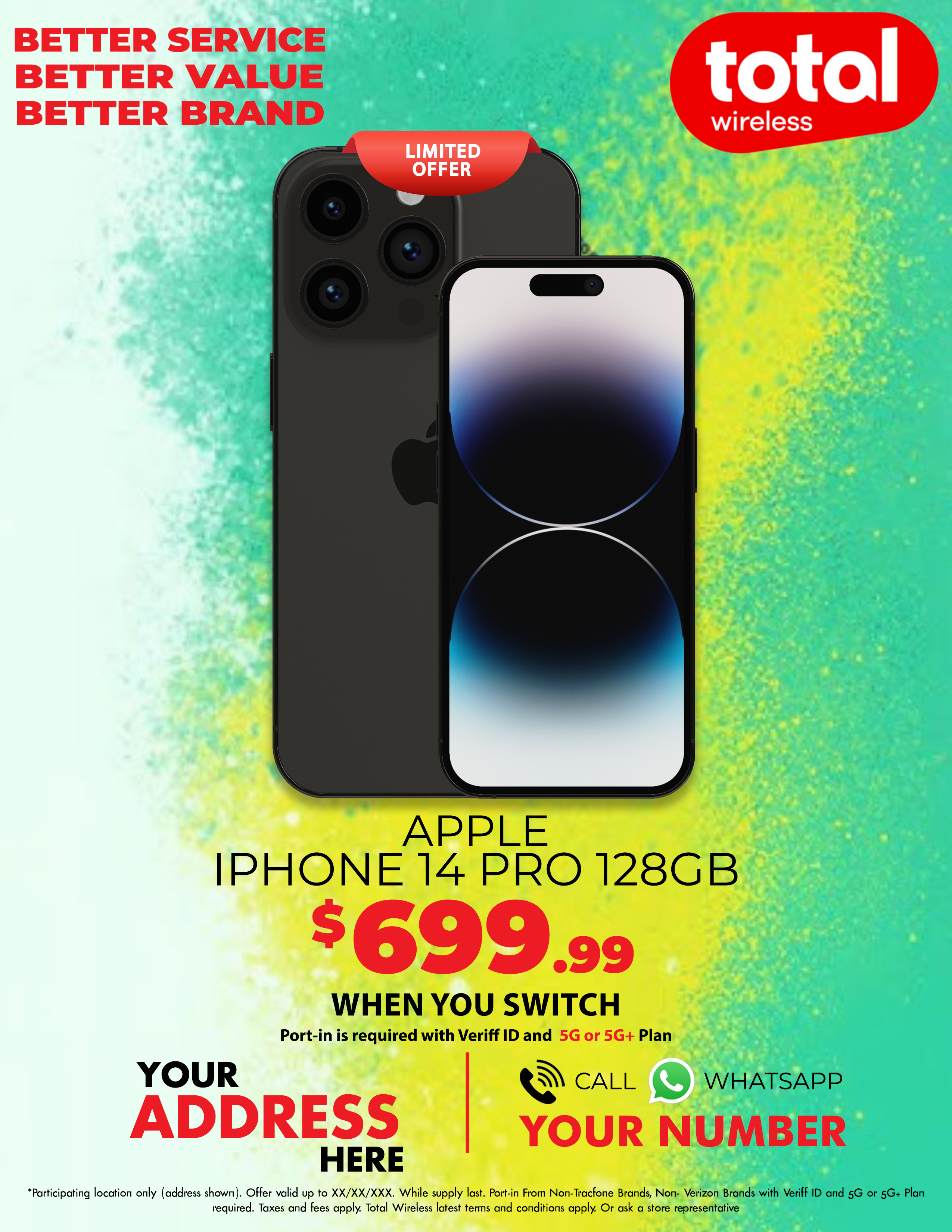 Picture of MyTotalBrand’s New Total Wireless Theme Flyer for Apple iPhone 14 Pro!