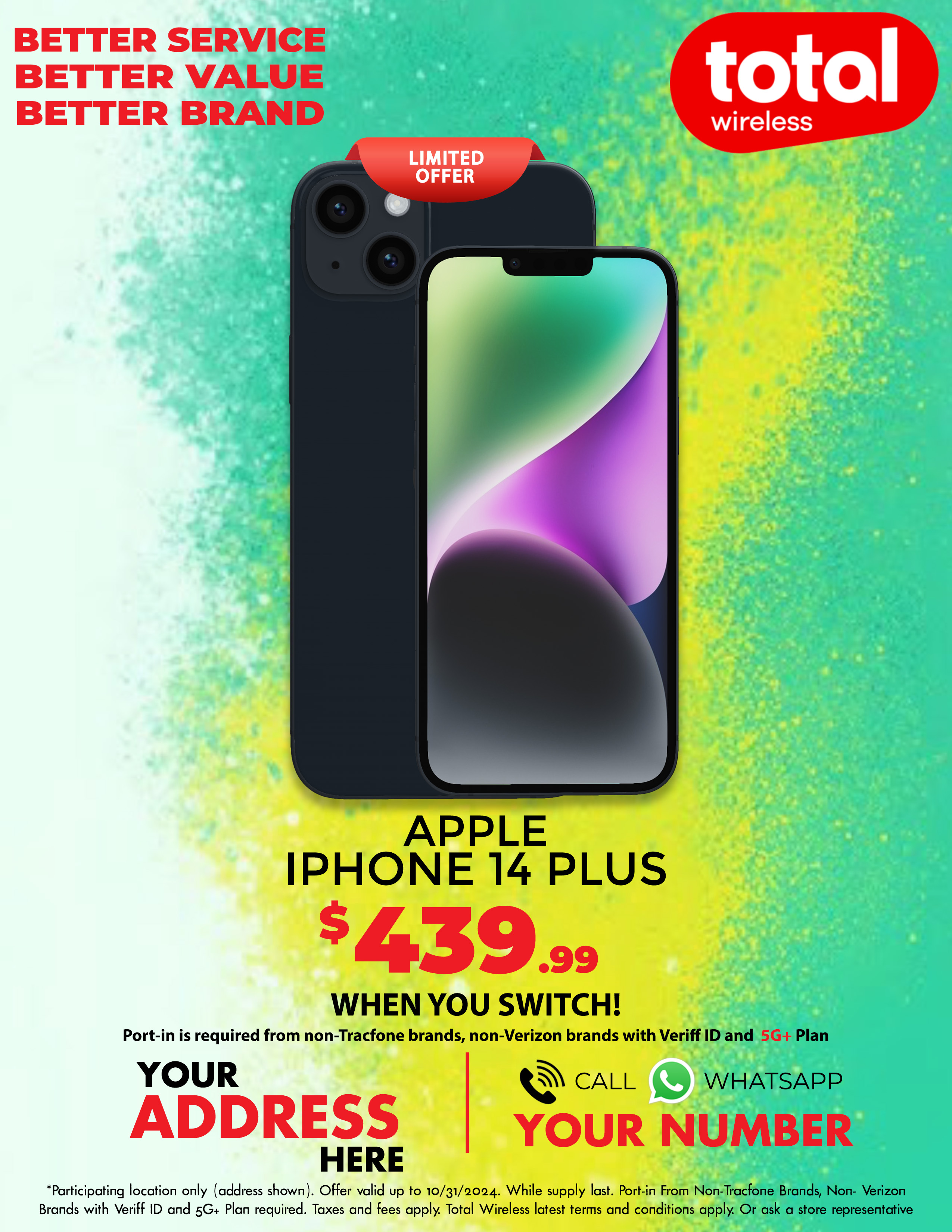 Picture of MyTotalBrand’s New Total Wireless Theme Flyer for Apple iPhone 14 Plus!