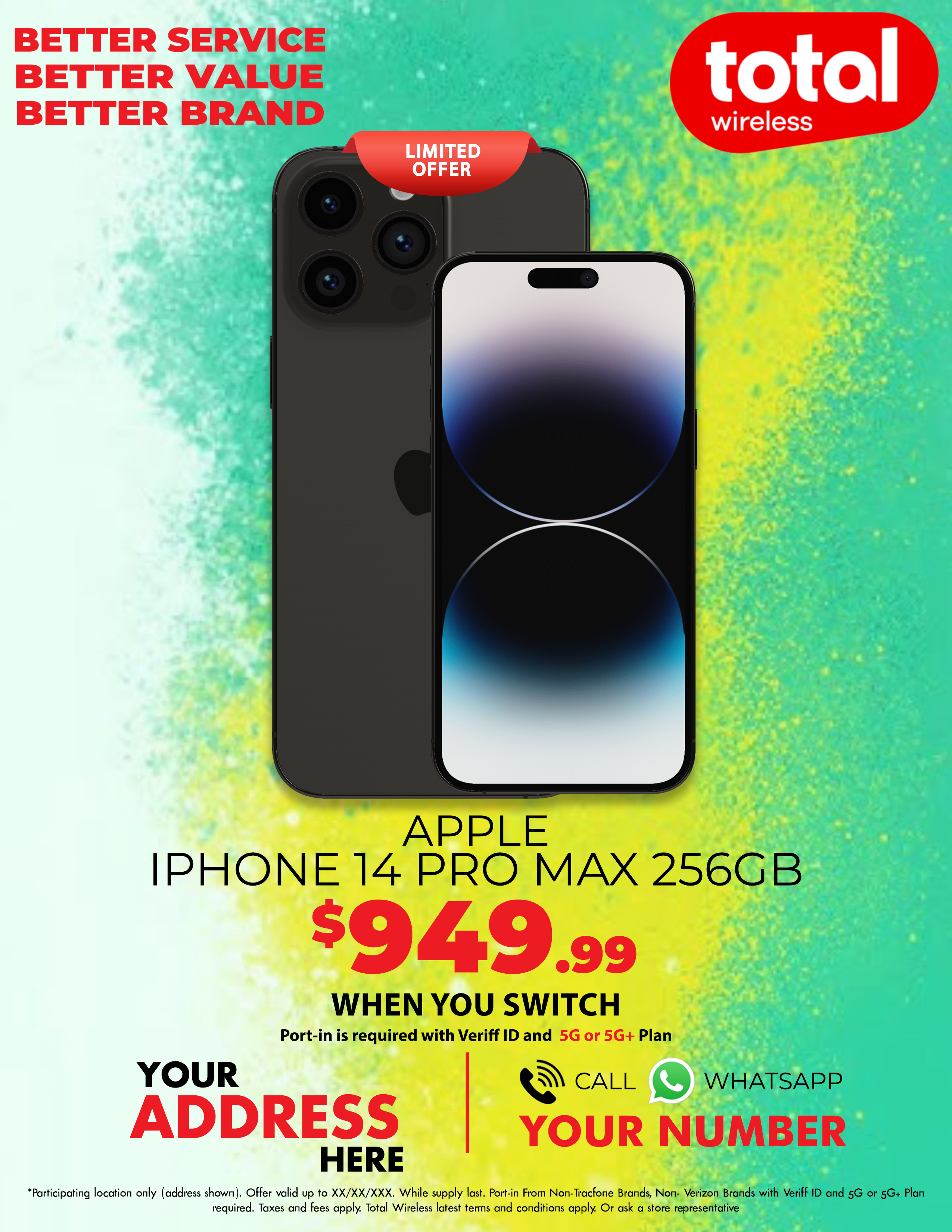 Picture of MyTotalBrand’s New Total Wireless Theme Flyer for Apple iPhone 14 Pro Max!