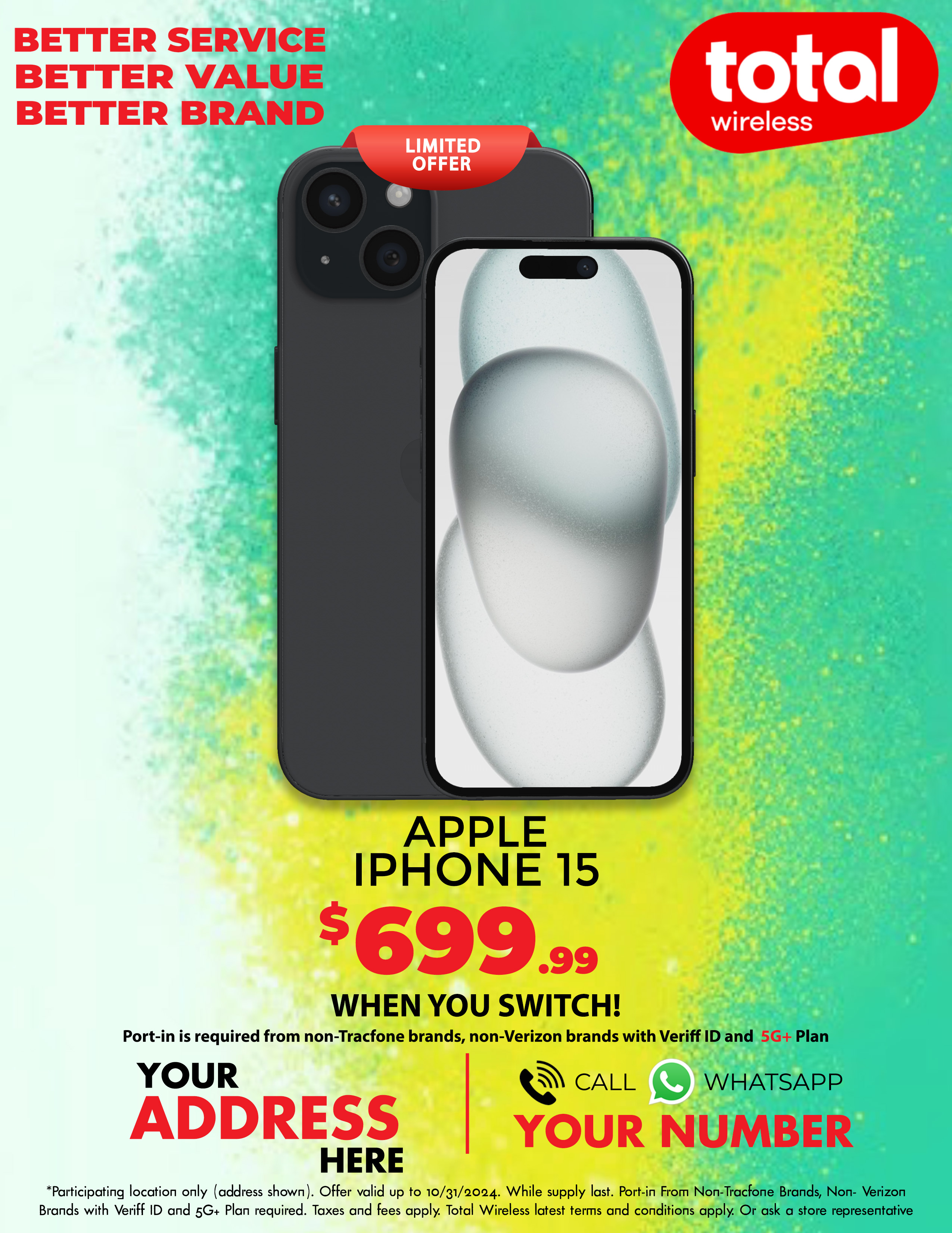 Picture of MyTotalBrand’s New Total Wireless Theme Flyer for Apple iPhone 15!