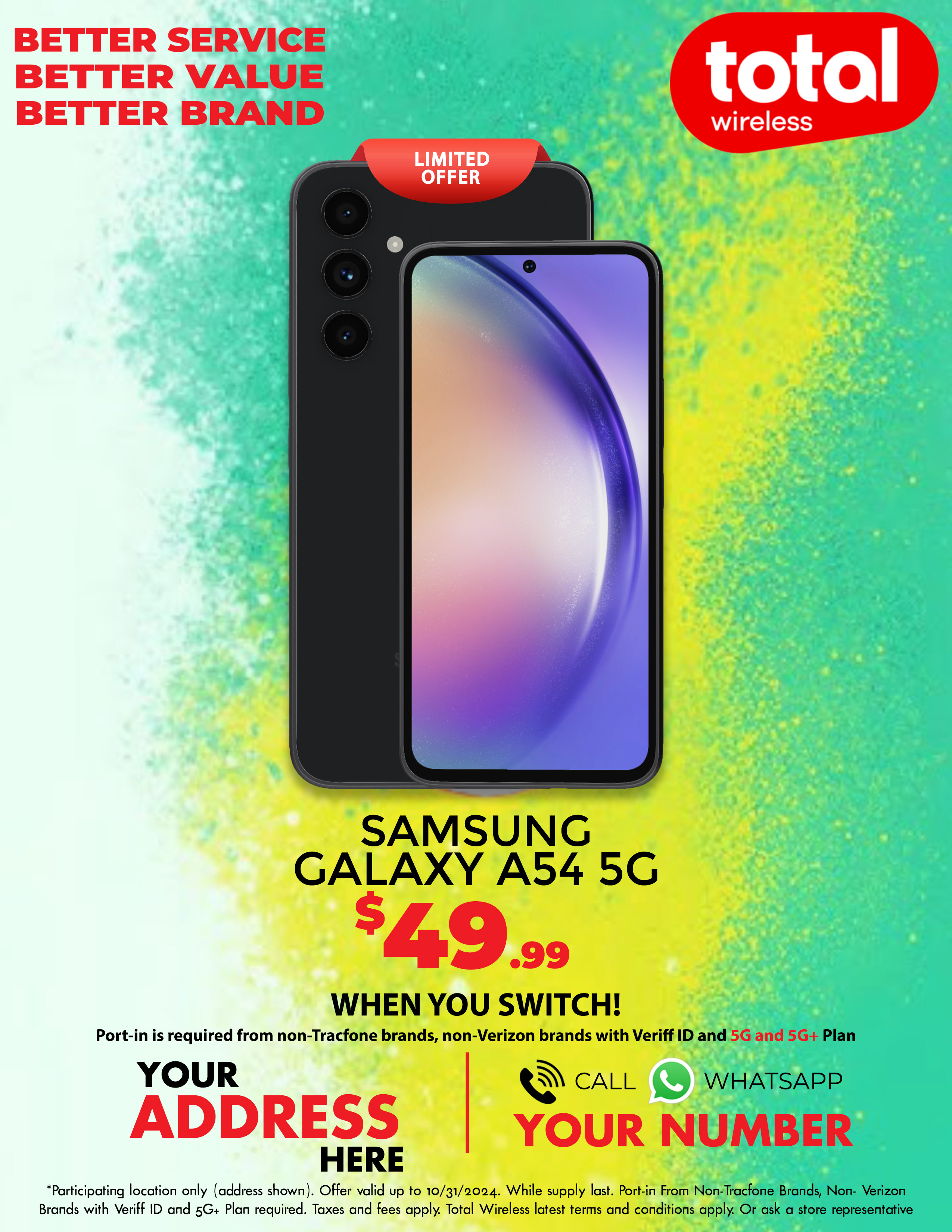 Picture of MyTotalBrand’s New Total Wireless Theme Flyer for Samsung A54 5G Option 1!