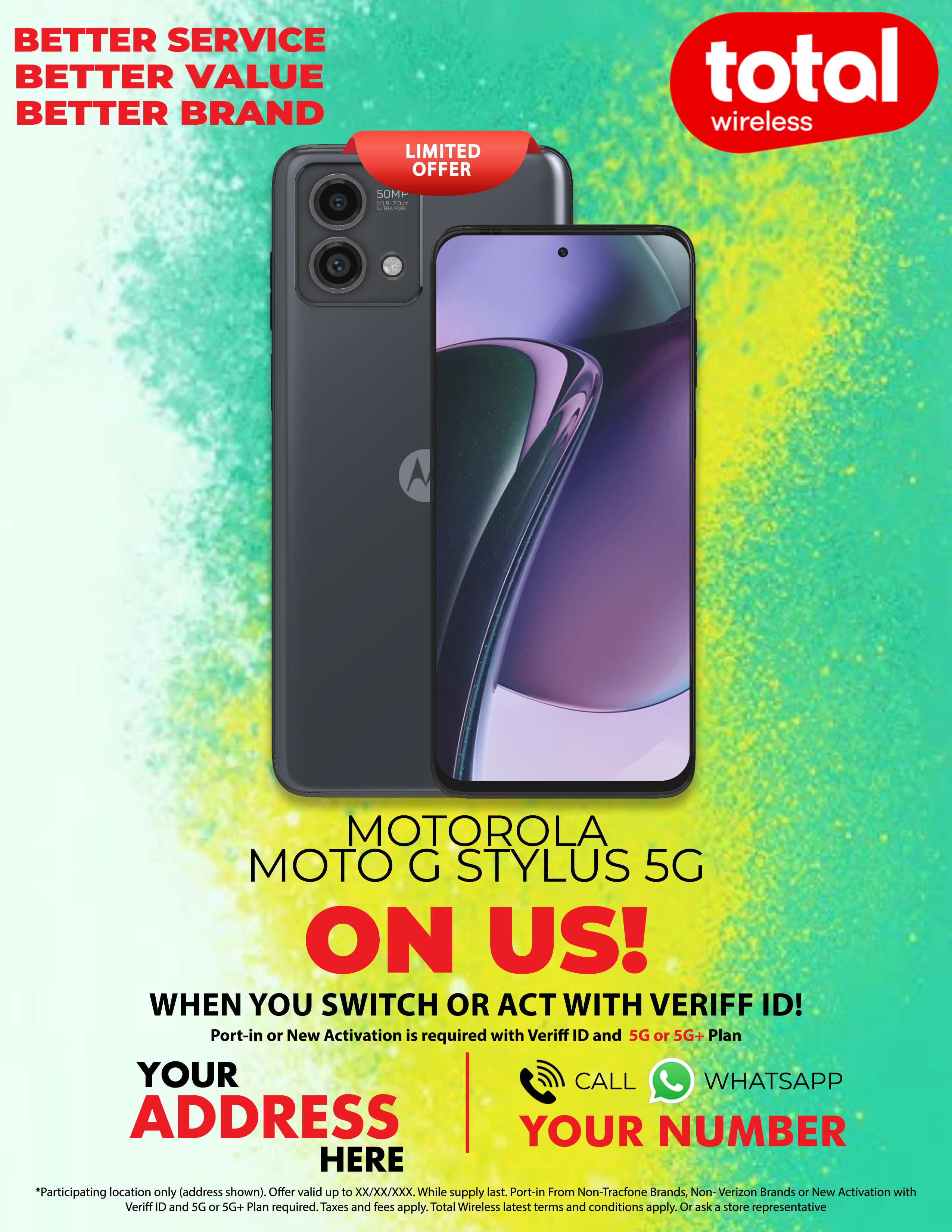 Picture of MyTotalBrand’s New Total Wireless Theme Flyer for Motorola Moto G Stylus 5G!