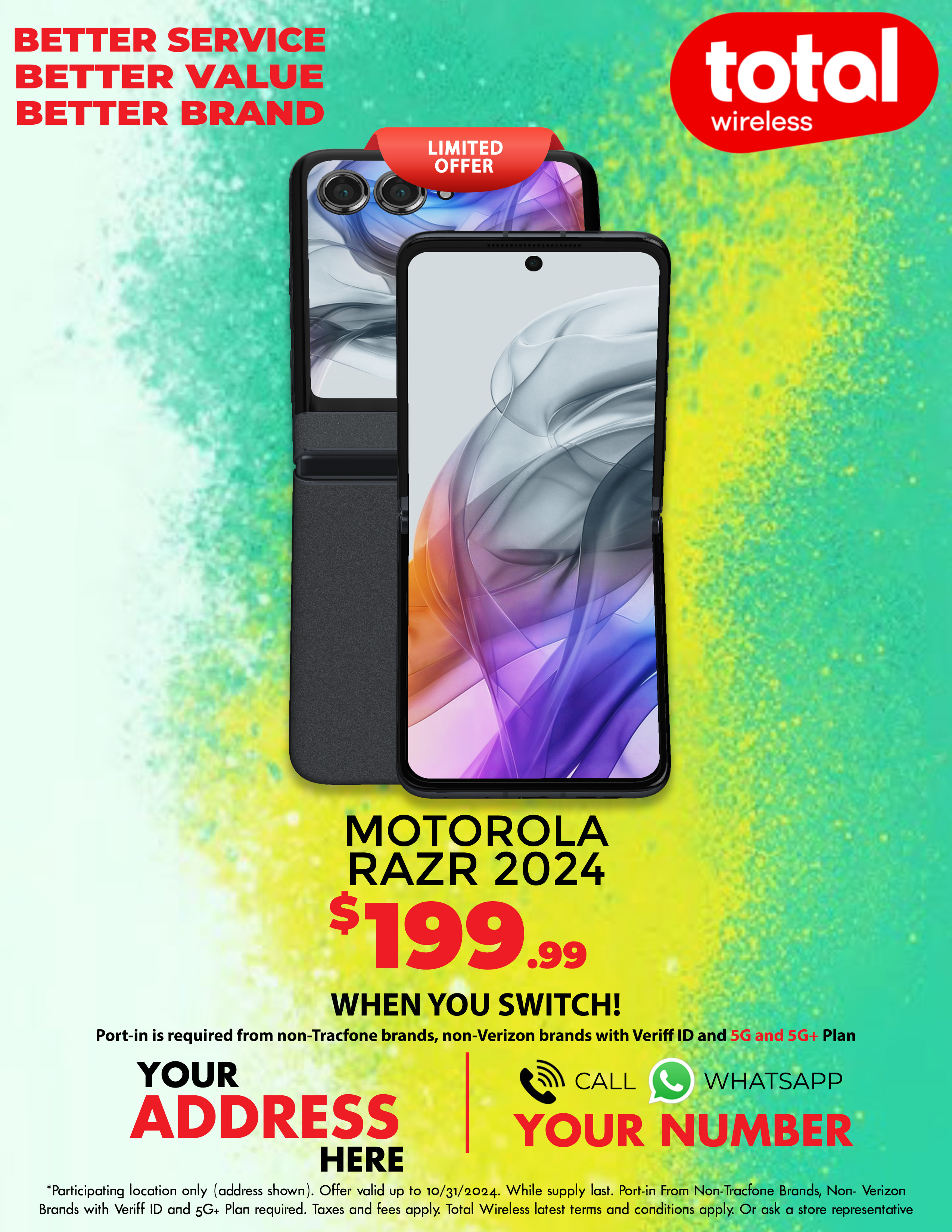 Picture of MyTotalBrand’s New Total Wireless Theme Flyer for Motorola Razr 2024!