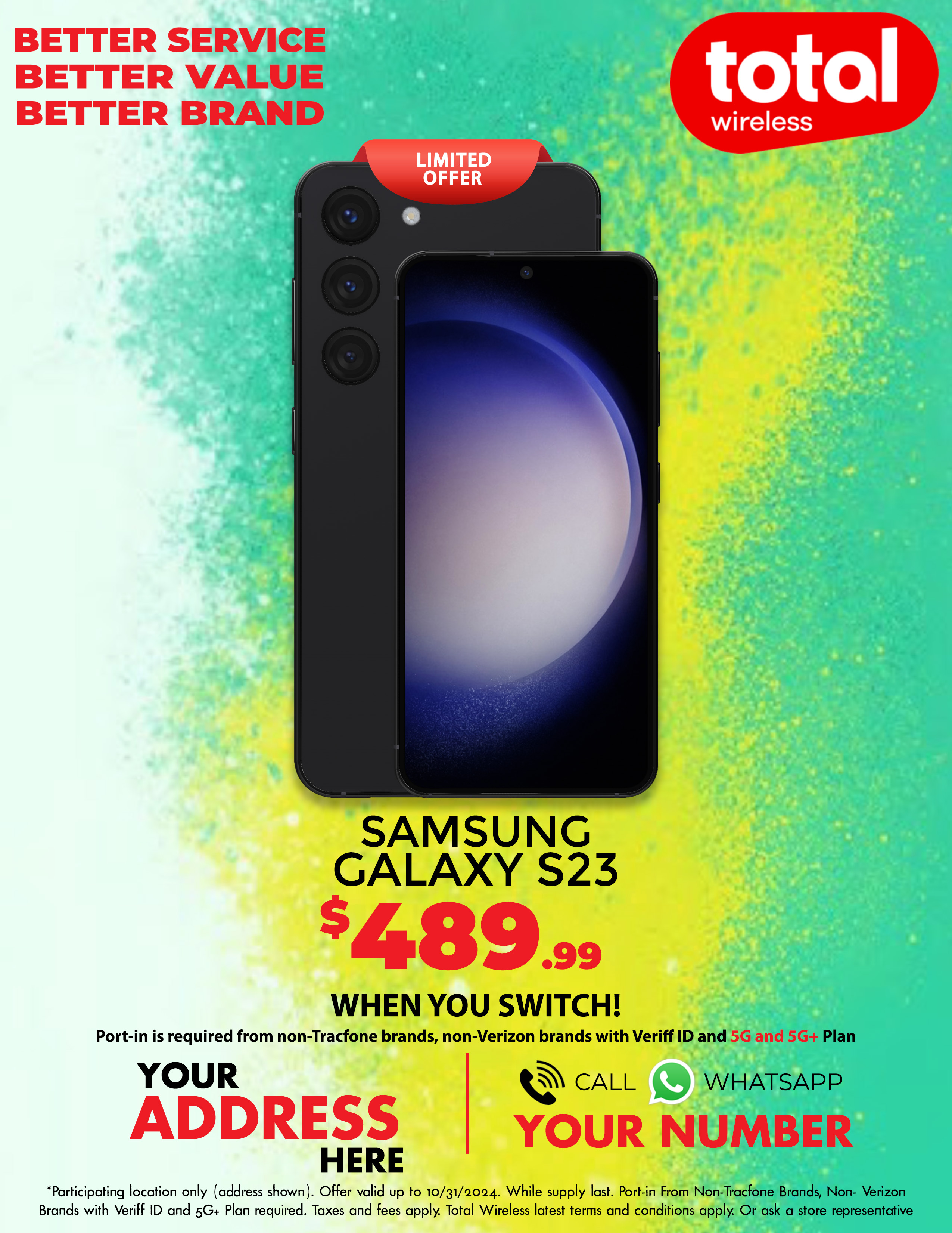 Picture of MyTotalBrand’s New Total Wireless Theme Flyer for Samsung S23