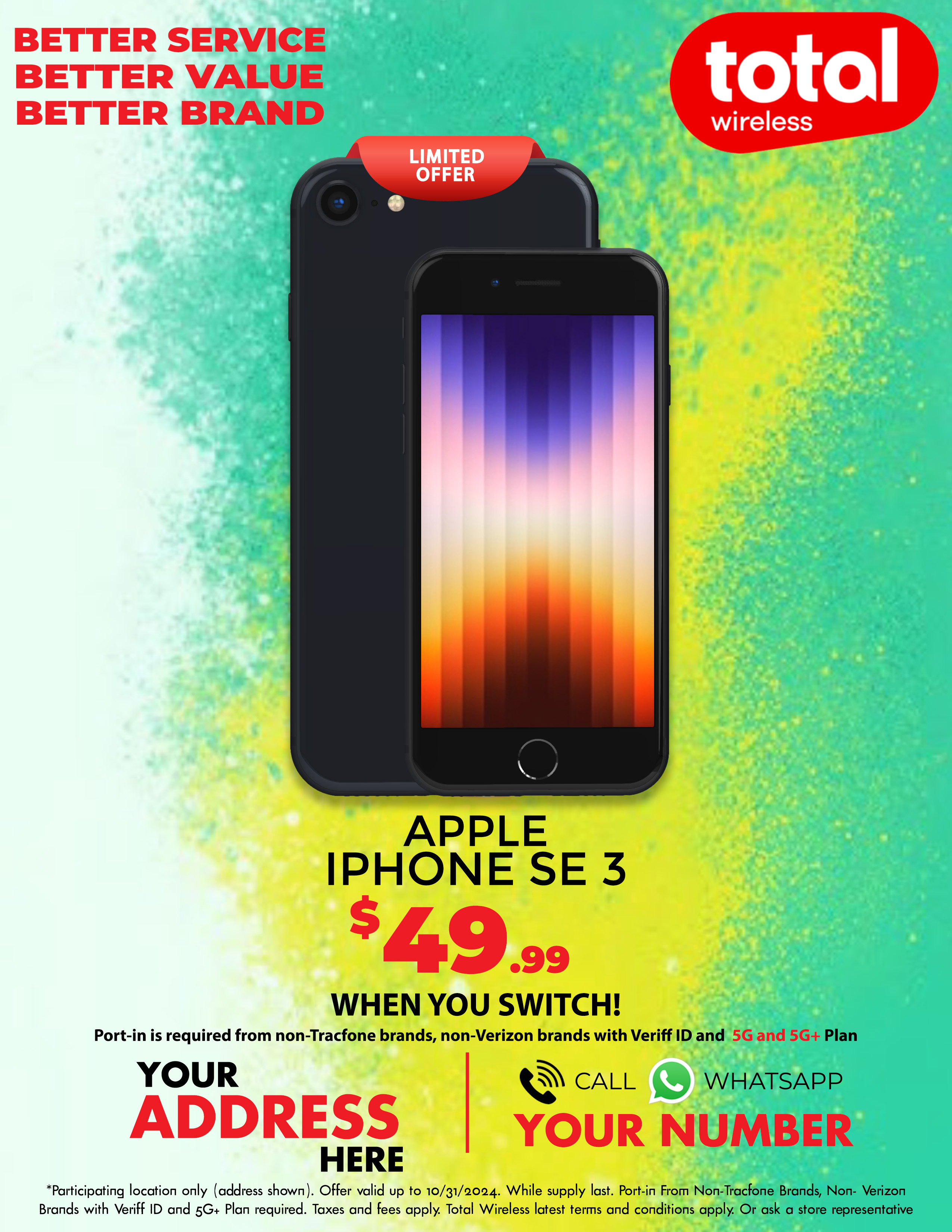 Picture of MyTotalBrand’s New Total Wireless Theme Flyer for Apple iPhone SE 3