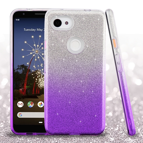 Picture of Asmyna Gradient Glitter Hybrid Protector Cover for Google Pixel 3a XL - Purple