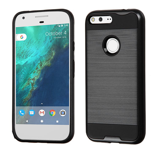 Picture of Asmyna Brushed Hybrid Protector Cover for Google Pixel XL (5.5) - Black / Black