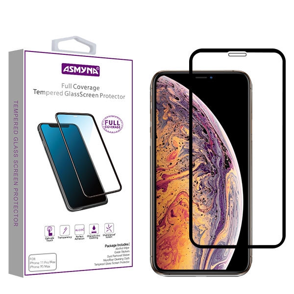 Picture of Asmyna Full Coverage Tempered Glass Screen Protector for Apple iPhone 11 Pro Max / XS Max - Black