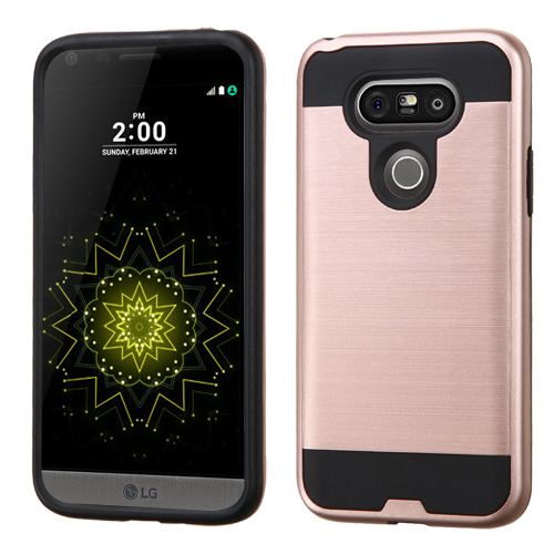 Picture of Asmyna Brushed Hybrid Protector Cover for Lg G5 - Rose Gold / Black