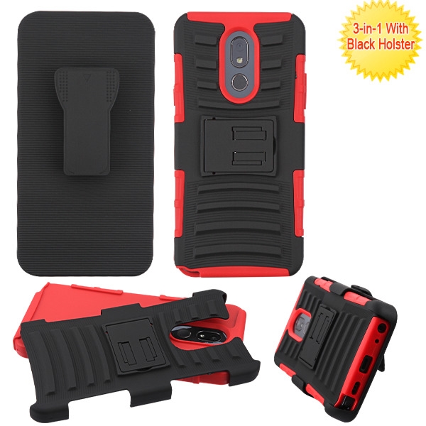 Picture of Asmyna Advanced Armor Stand Protector Cover Combo (with Black Holster) for Lg Stylo 5 - Black / Red