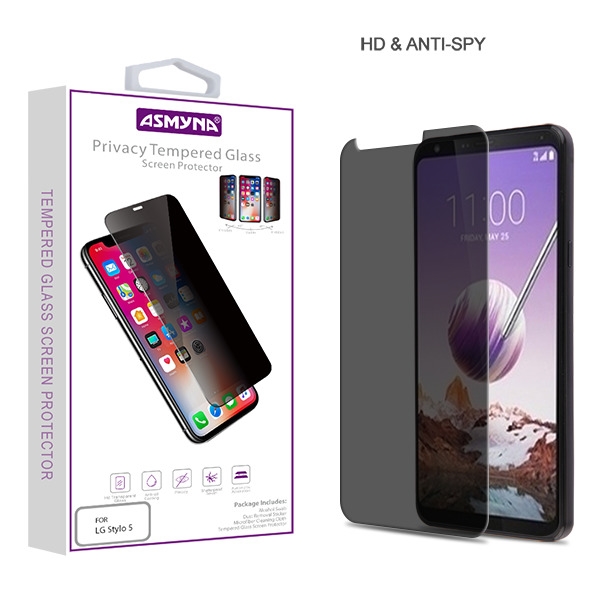 Picture of Asmyna Privacy Tempered Glass Screen Protector (2.5D) for Lg Stylo 5 - Transparent Smoke