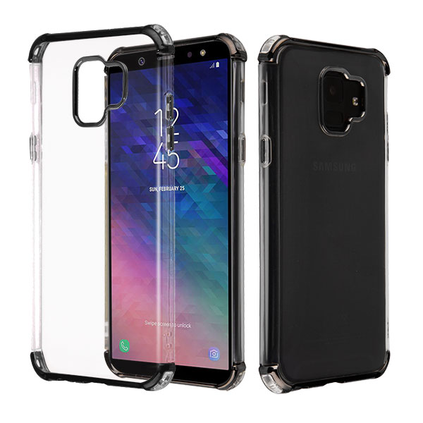 Picture of Asmyna Klarion Candy Skin Cover for Samsung Galaxy A6 (2018) - Electroplating Black / Transparent Clear