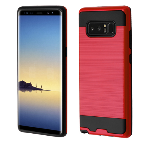 Picture of Asmyna Brushed Hybrid Protector Cover for Samsung Galaxy Note 8 - Red / Black