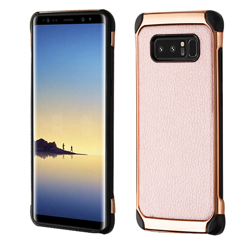 Picture of Asmyna Astronoot Protector Cover for Samsung Galaxy Note 8 - Rose Gold Lychee Grain(Rose Gold Plating) / Black