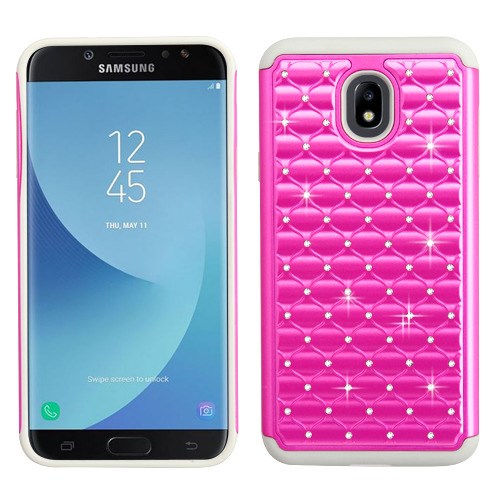 Picture of Asmyna FullStar Protector Cover for Samsung J737P (Galaxy J7 (2018))/Galaxy J7 Star / Galaxy J7 V 2nd Gen - Hot Pink / Solid White