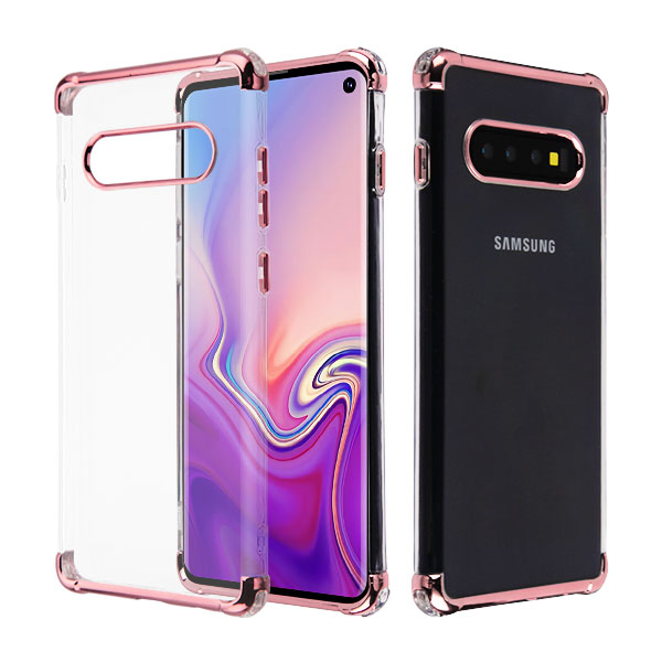 Picture of Asmyna Klarion Candy Skin Cover for Samsung Galaxy S10 - Electroplating Rose Gold / Transparent Clear