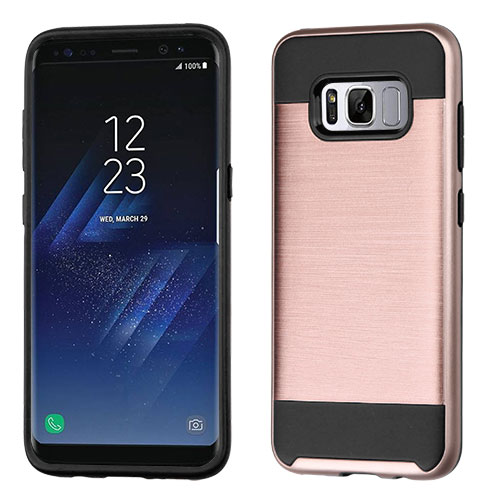 Picture of Asmyna Brushed Hybrid Protector Cover for Samsung Galaxy S8 Plus - Rose Gold / Black