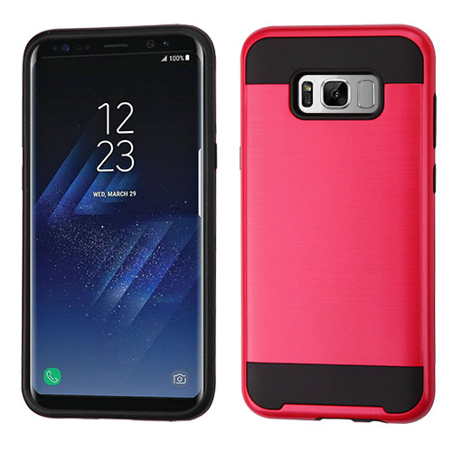 Picture of Asmyna Brushed Hybrid Protector Cover for Samsung Galaxy S8 Plus - Red / Black