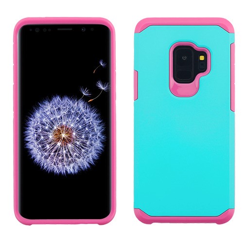 Picture of Asmyna Astronoot Protector Cover for Samsung Galaxy S9 - Teal Green / Hot Pink