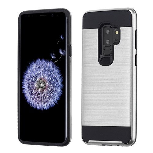 Picture of Asmyna Brushed Hybrid Protector Cover for Samsung Galaxy S9 Plus - Silver / Black