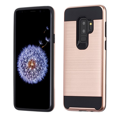 Picture of Asmyna Brushed Hybrid Protector Cover for Samsung Galaxy S9 Plus - Rose Gold / Black