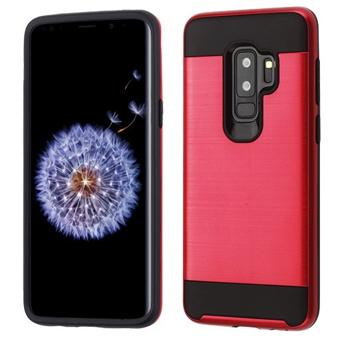 Picture of Asmyna Brushed Hybrid Protector Cover for Samsung Galaxy S9 Plus - Red / Black