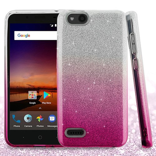 Picture of Asmyna Gradient Glitter Hybrid Protector Cover for Zte Fanfare 3/Tempo Go / Z855 (Avid 4) - Pink