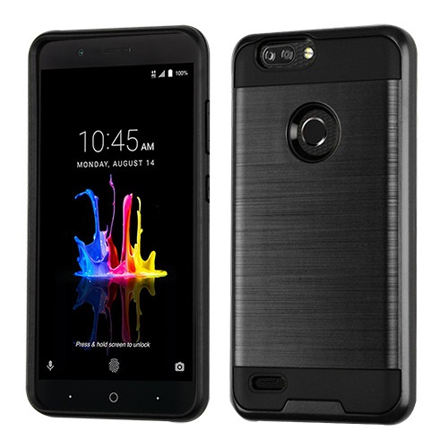 Picture of Asmyna Brushed Hybrid Protector Cover for Zte Sequoia / Z982 (Blade Z Max) - Black / Black