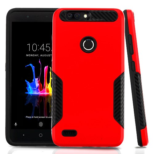 Picture of Asmyna Hybrid Protector Cover for Zte Z982 (Blade Z Max) / Sequoia - Red / Black