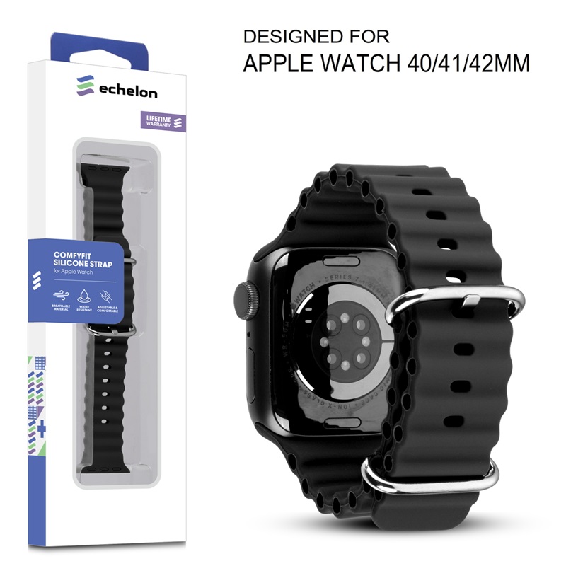 Picture of echelon ComfyFit Silicone Strap for Apple Watch Series 9 41mm/Watch Series 10 42mm / Watch SE (2022) 40mm - Black