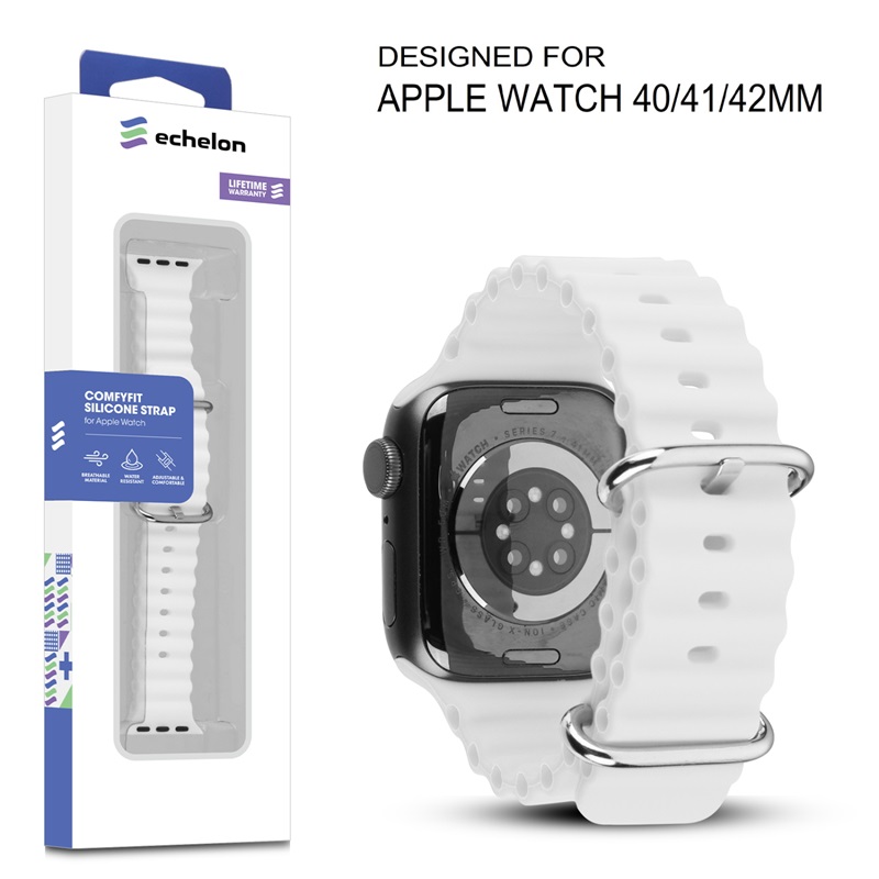 Picture of echelon ComfyFit Silicone Strap for Apple Watch Series 9 41mm/Watch Series 10 42mm / Watch SE (2022) 40mm - White