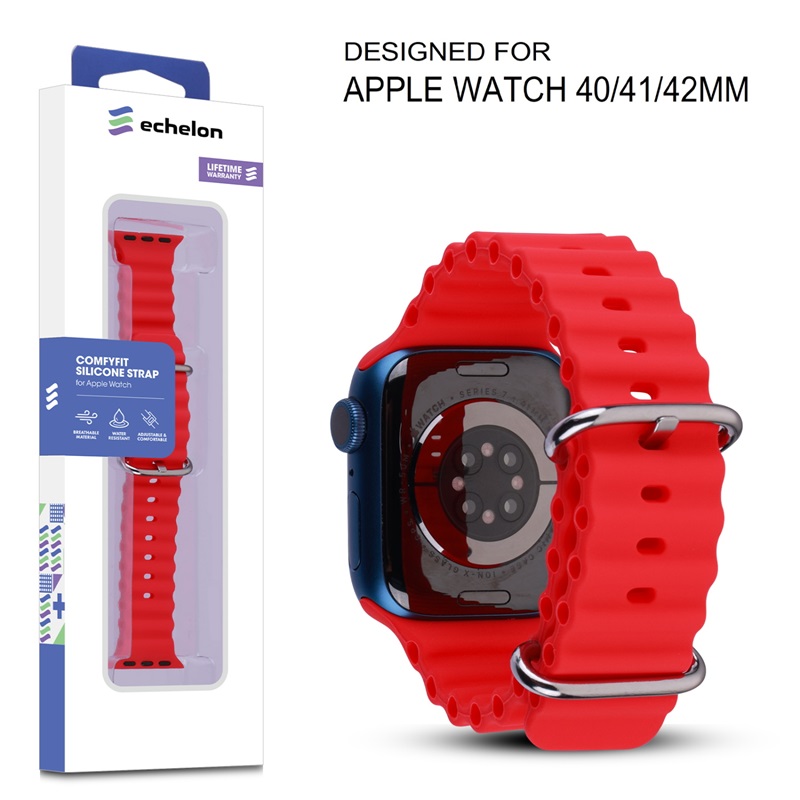 Picture of echelon ComfyFit Silicone Strap for Apple Watch Series 9 41mm/Watch Series 10 42mm / Watch SE (2022) 40mm - Red