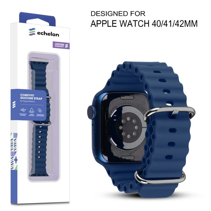 Picture of echelon ComfyFit Silicone Strap for Apple Watch Series 9 41mm/Watch Series 10 42mm / Watch SE (2022) 40mm - Dark Blue