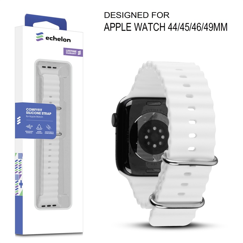 Picture of echelon ComfyFit Silicone Strap for Apple Watch Series 9 45mm/Watch Series 10 46mm / Watch SE (2022) 44mm - White