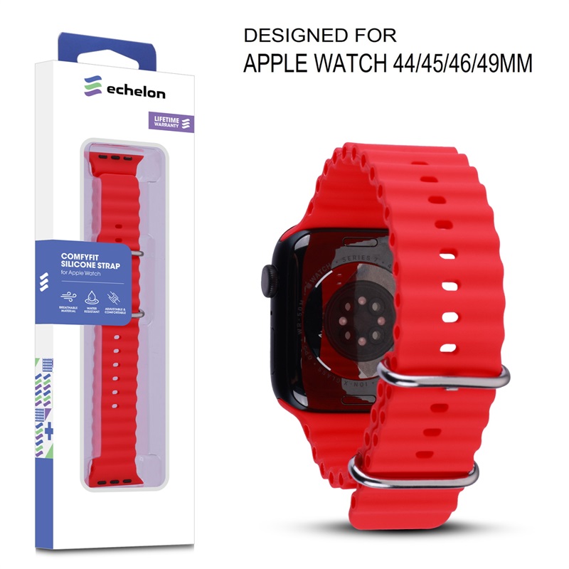 Picture of echelon ComfyFit Silicone Strap for Apple Watch Series 9 45mm/Watch Series 10 46mm / Watch SE (2022) 44mm - Red