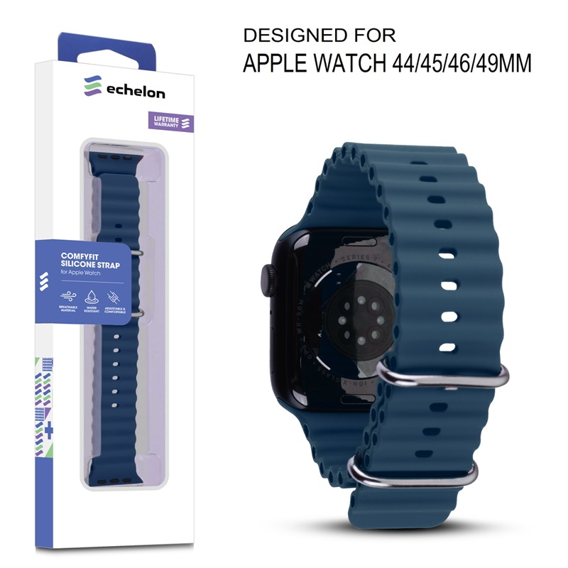 Picture of echelon ComfyFit Silicone Strap for Apple Watch Series 9 45mm/Watch Series 10 46mm / Watch SE (2022) 44mm - Dark Blue