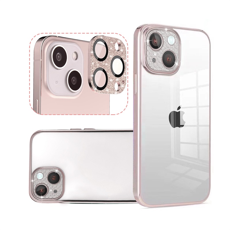 Picture of RADIANT SERIES TRANSPARENT CLEAR CASE WITH DIAMOND FULL CAMERA LENS RAISED PROTECTION FOR IPHONE 14 (6.1") - ROSE GOLD