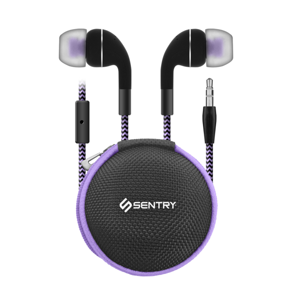 Picture of Sentry Tunes Wired Ear Buds with Zipper Carrying Case - PURPLE