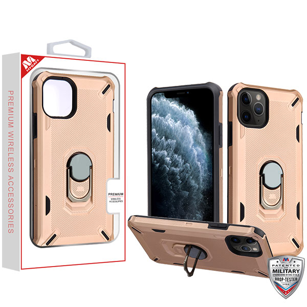 Picture of MyBat Brigade Hybrid Protector Cover (with Ring Stand) for Apple iPhone 11 Pro - Rose Gold / Black