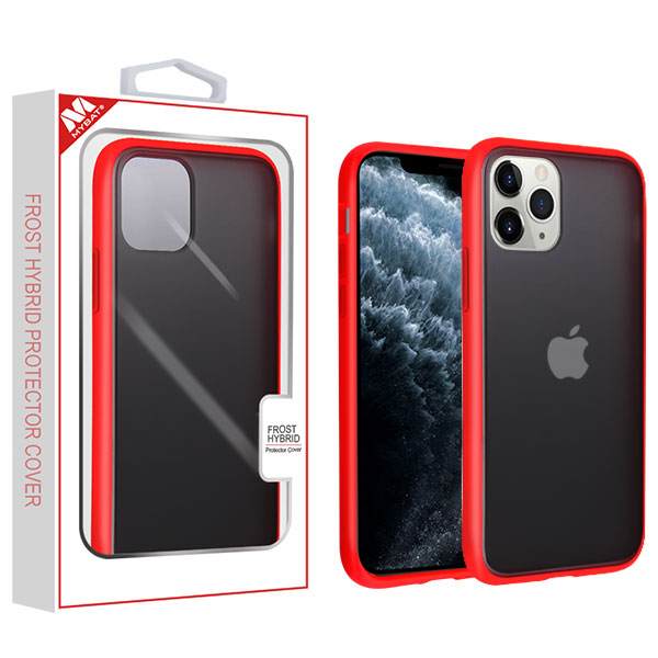 Picture of MyBat Frost Hybrid Protector Cover for Apple iPhone 11 Pro - Semi Transparent Smoke Frosted / Rubberized Red