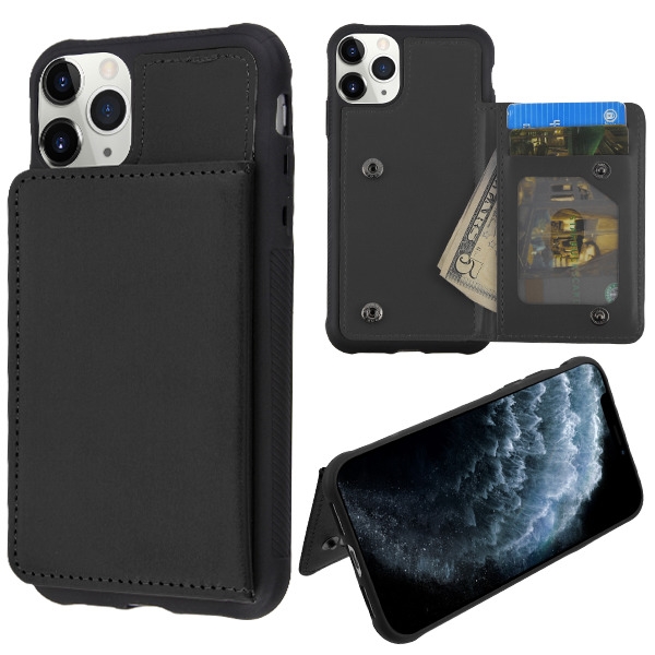 Picture of MyBat Flip Wallet Executive Protector Cover(TPU Case with Snap Fasteners) for Apple iPhone 11 Pro - Black